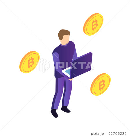 Isometric Cryptocurrency Man Composition Isometric Cryptocurrency Man Composition 92706222