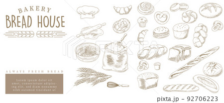 A set of grunge illustrations of bread. A set of grunge illustrations of bread. 92706223