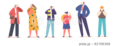 Set of Male and Female Characters Hiding Faces Behind Social Masks With Fake Positive Emotions. Disguising Real Feelings Set of Male and Female Characters Hiding Faces Behind Social Masks With Fake Positive Emotions. Disguising Real Feelings 92706368