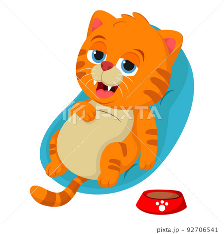 Cute cat with a full belly 92706541