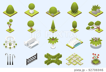 Park Landscape Elements Set 92706946