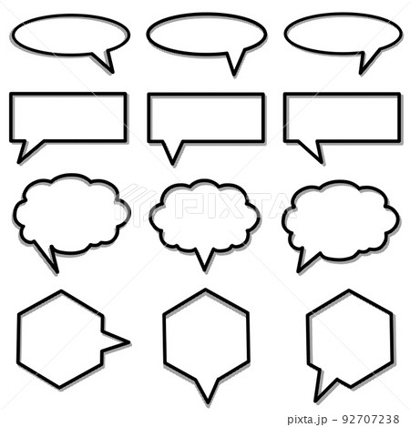 ドットトーン風の影のあるシンプルなふきだしセット 92707238