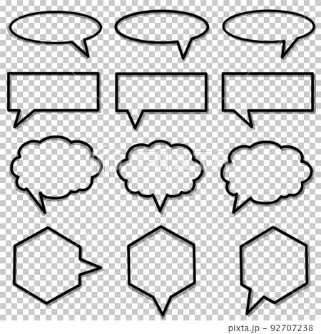 Simple speech bubble set with dot tone style shadow 92707238