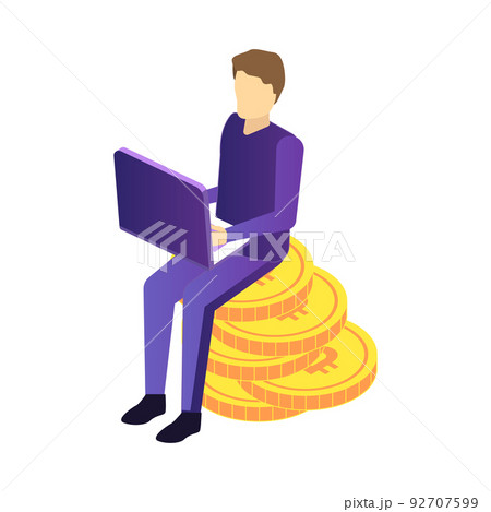 Isometric Cryptocurrency Holder Composition 92707599