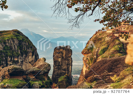 Beautiful Sunrise in the valley of Meteora Beautiful Sunrise in the valley of Meteora 92707764