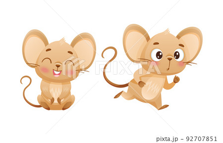 Little Mouse Character with Long Tail and Big Ears Laughing and Running Vector Set Little Mouse Character with Long Tail and Big Ears Laughing and Running Vector Set 92707851