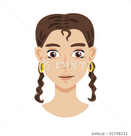 Portrait Woman Braids Composition 92708231