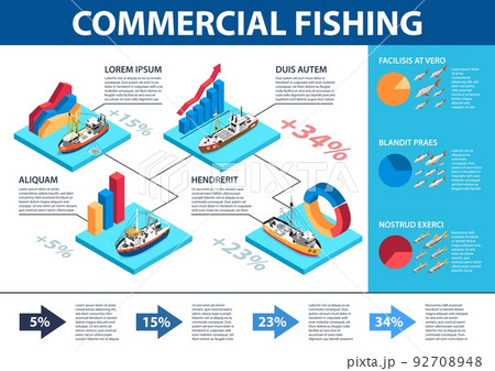 Isometric Commercial Fishing Infographics Isometric Commercial Fishing Infographics 92708948
