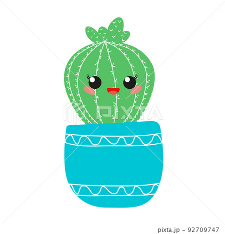 Hand drawn cacti set. Cute succulent character . Vector flat illustration Hand drawn cacti set. Cute succulent character . Vector flat illustration 92709747