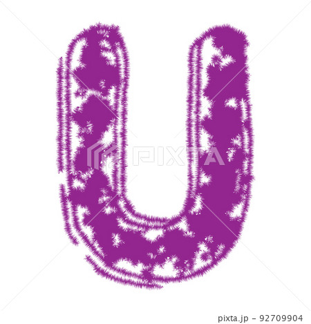 Purple uppercase letter with fur effect isolated on white background. 92709904