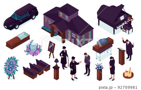 Funeral Service Isometric Set 92709981