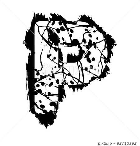 Distressed grunge font.Black vector letter isolated on white background. 92710392