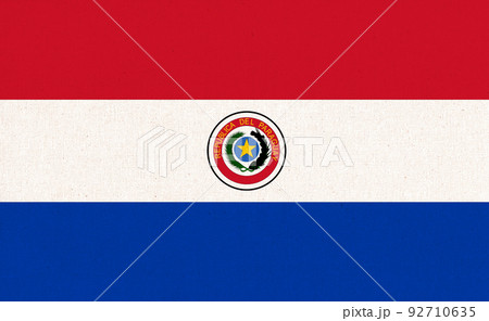 Flag of Paraguay. Fabric Texture. National symbol Flag of Paraguay. Fabric Texture. National symbol 92710635
