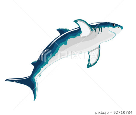 Shark on a white background. Flat vector illustration, color cheerful picture. Shark on a white background. Flat vector illustration, color cheerful picture. 92710734
