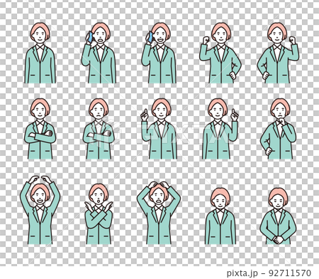 セット_ビジネス_人物_女性_スーツ_上半身 92711570