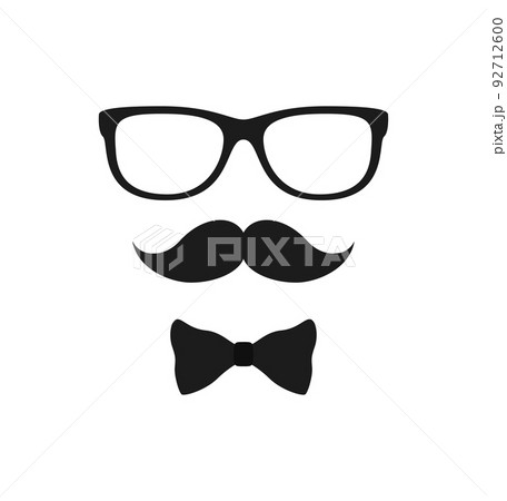 Mustache, Bow Tie, and Glasses isolated on white background 92712600
