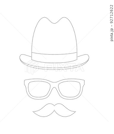 Mustache, Hat, and Glasses tracing worksheet for kids 92712622