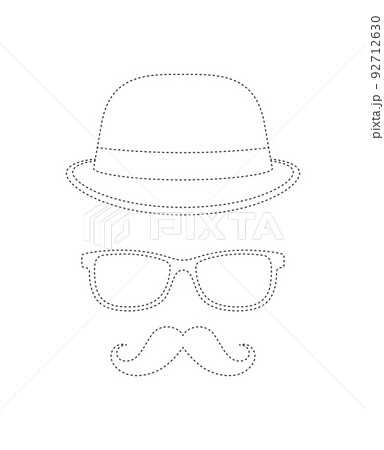 Mustache, Hat, and Glasses tracing worksheet for kids 92712630