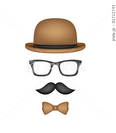 Mustache, Bow Tie, Hat, and Glasses isolated on white background 92712745