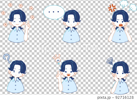 シャツを着た男の子の様々な表情のイラストのセット 92716128