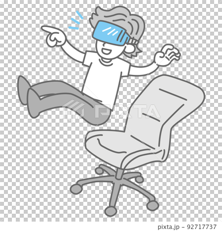 VRゴーグルを使用してメタバース体験する男性 92717737