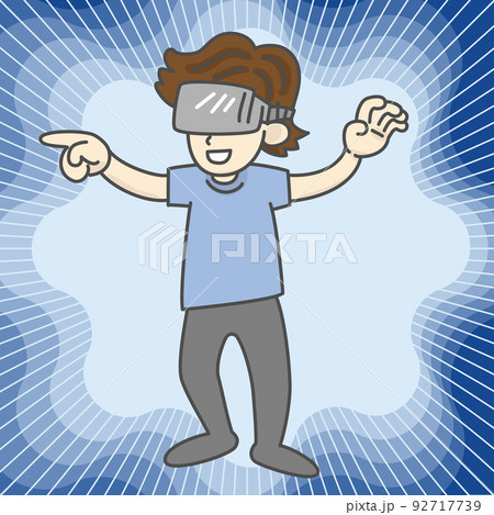 VRゴーグルを使用してメタバース体験する男性 92717739