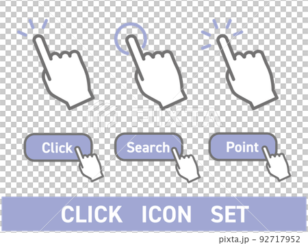 Button click finger icon set blue Button click finger icon set blue 92717952