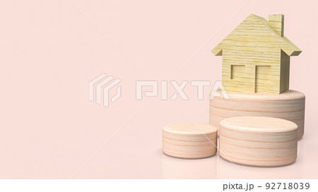 The wood home for property or construction concept 3d rendering The wood home for property or construction concept 3d rendering 92718039