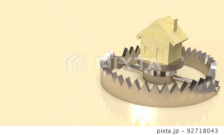 The home wood on bear trap for property or construction concept 3d rendering The home wood on bear trap for property or construction concept 3d rendering 92718043