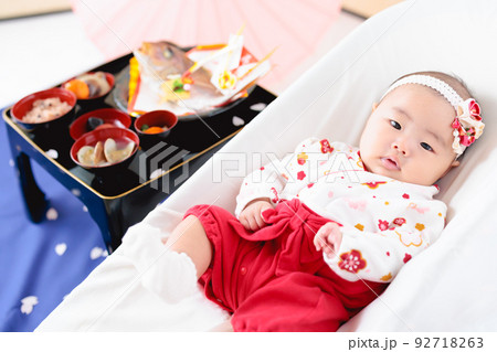 お食い初め 百日祝い 記念撮影 赤ちゃん お食い初め 百日祝い 記念撮影 赤ちゃん 92718263