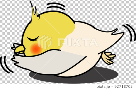 Cute cockatiel lying down and stretching its wings 92718702