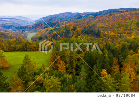 Aerial autumn rural landscape 92719084