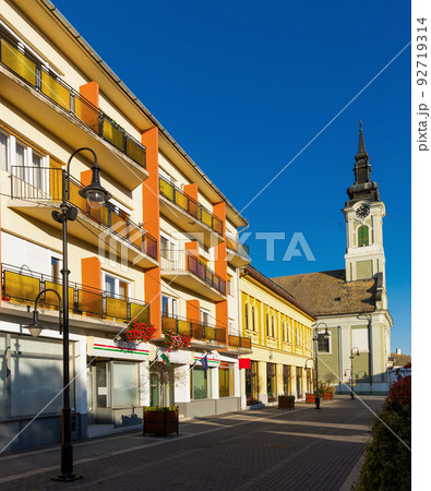 Urban scape of Baja with small church 92719314