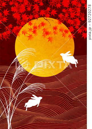 お月見　十五夜　紅葉　背景 92720278