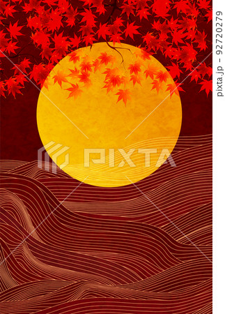 お月見　十五夜　紅葉　背景 92720279