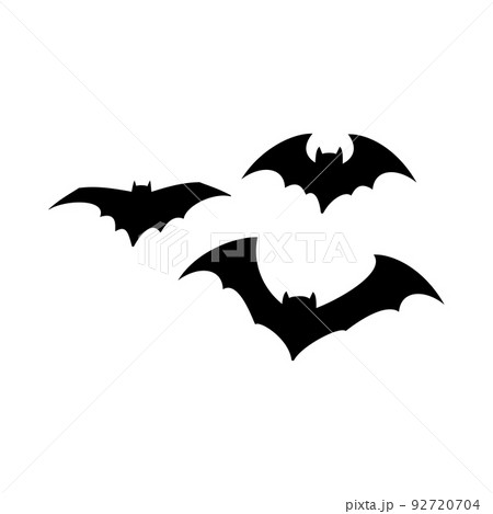Set of black silhouettes for the holiday halloween. Bats fly. Festive decorations for an autumn October day. 92720704