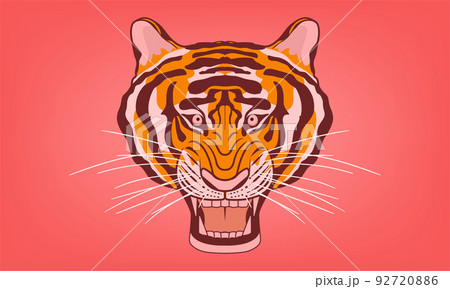 tiger head bark, bay, snarl, yap, call, yell, roar, bawl. vector illustration eps10 92720886