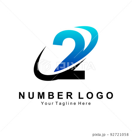 22 2 number logo design with a creative cut Vector Image