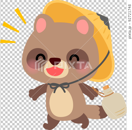 拿著清酒瓶的浣熊角色 拿著清酒瓶的浣熊角色 92721748