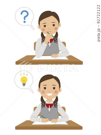 女子生徒の問題＆解決ポーズ 92722122