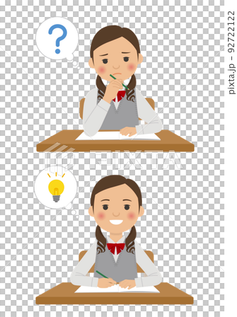 女子生徒の問題＆解決ポーズ 92722122