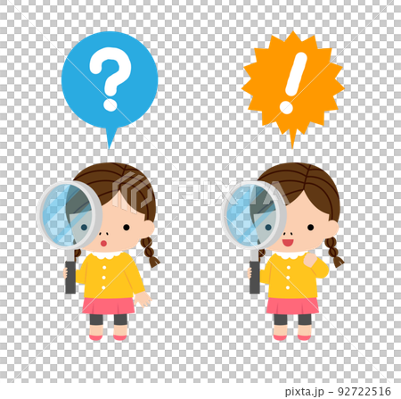 girl with big magnifying glass 92722516