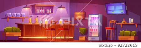 Empty bar interior cartoon vector illustration 92722615
