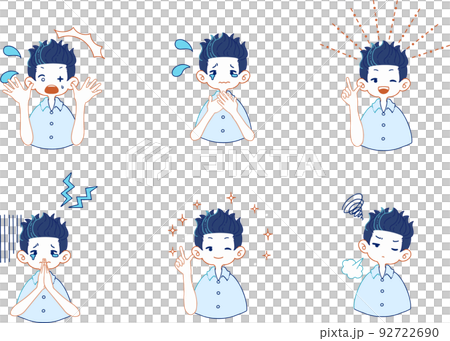 Illustration set of various facial expressions of a boy in a suit Illustration set of various facial expressions of a boy in a suit 92722690