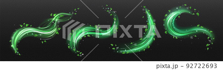 Abstract wind swirl with green leaves and sparkles Abstract wind swirl with green leaves and sparkles 92722693