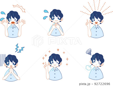 スーツ姿の女の子のいろいろな表情のイラストセット 92722696