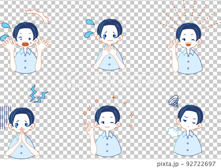 スーツ姿の男の子のいろいろな表情のイラストセット 92722697