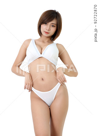 beautiful woman in white bikini on white background beautiful woman in white bikini on white background 92722870