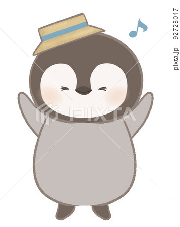 大喜びするペンギンのイラストのイラスト素材