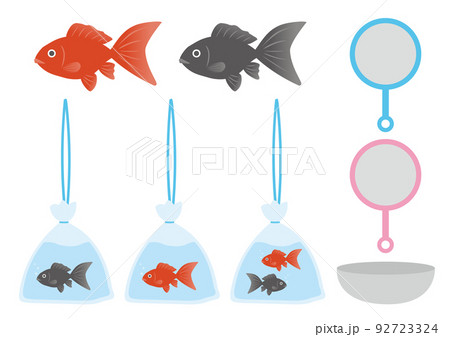 金魚すくい_祭り_イラスト_セット 92723324